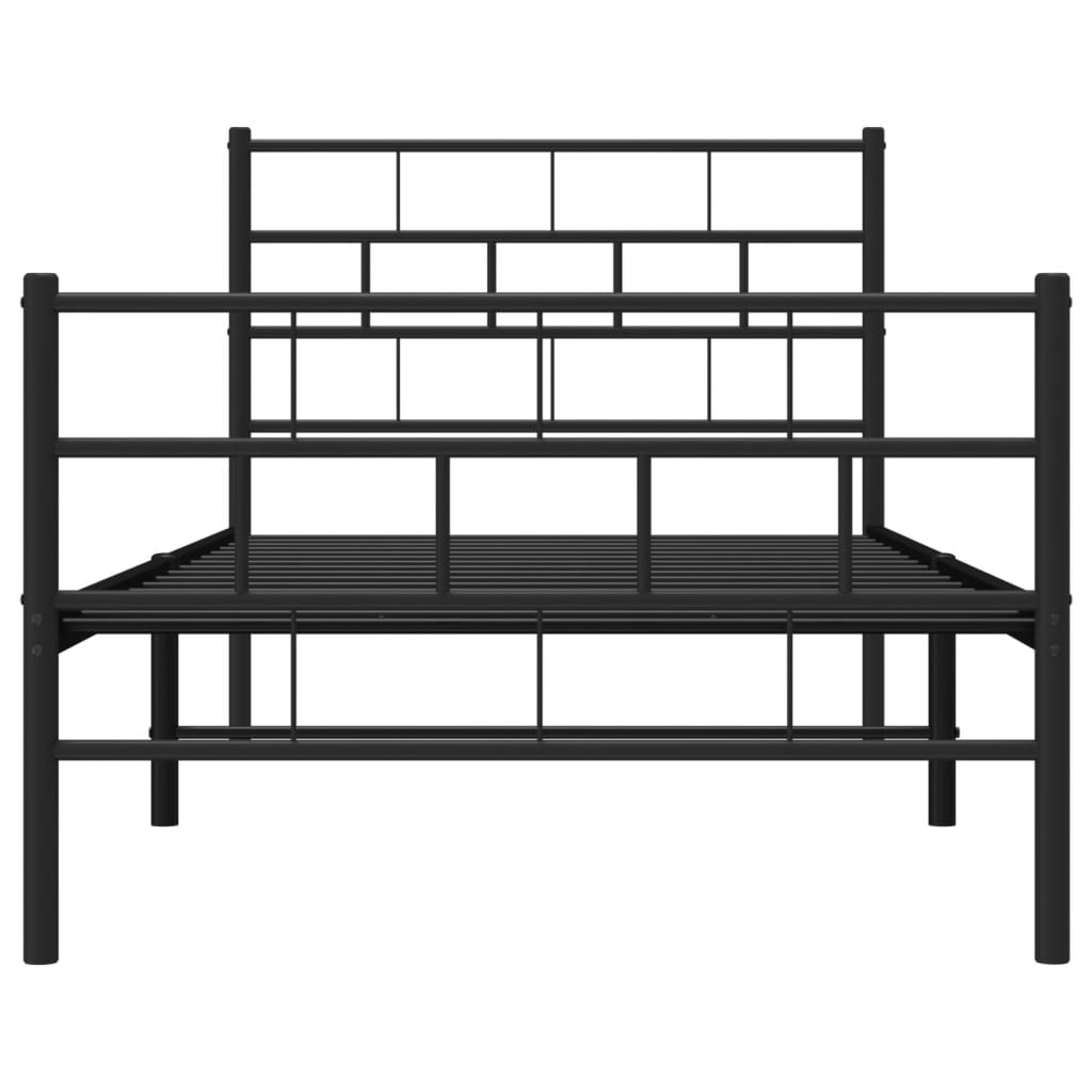 vidaXL Metal Bed Frame without Mattress with Footboard Black 100x190cm