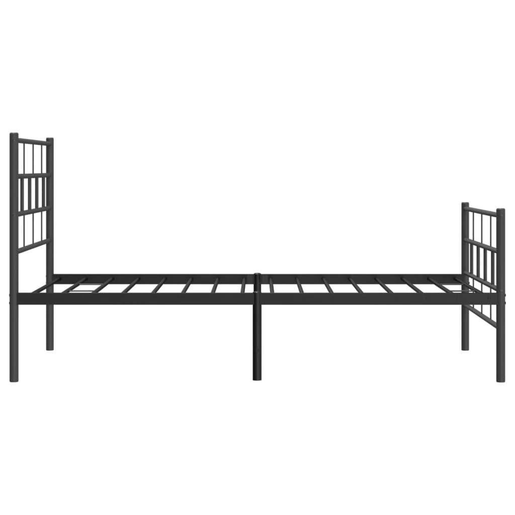 vidaXL Metal Bed Frame without Mattress with Footboard Black 100x190cm