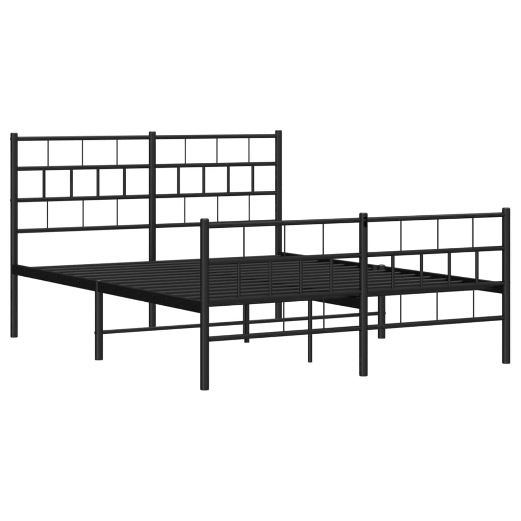 vidaXL Metal Bed Frame without Mattress with Footboard Black 140x200cm