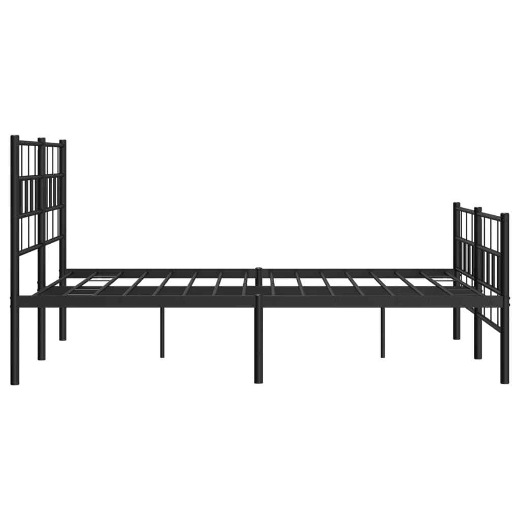 vidaXL Metal Bed Frame without Mattress with Footboard Black 140x200cm