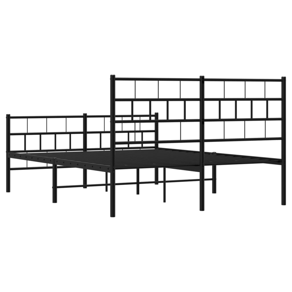 vidaXL Metal Bed Frame without Mattress with Footboard Black 140x200cm