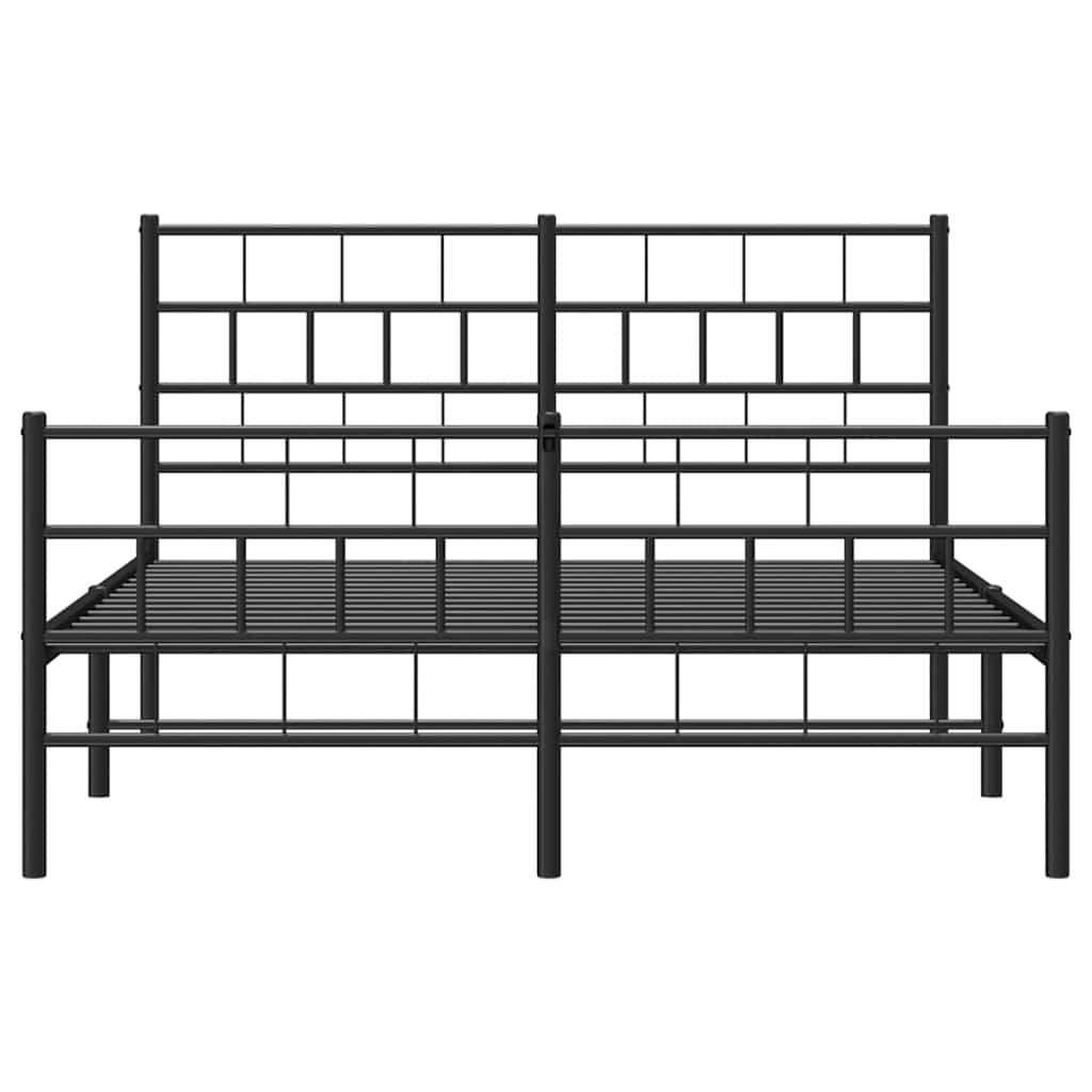 Metal Bed Frame without Mattress with Footboard Black 150x200cm