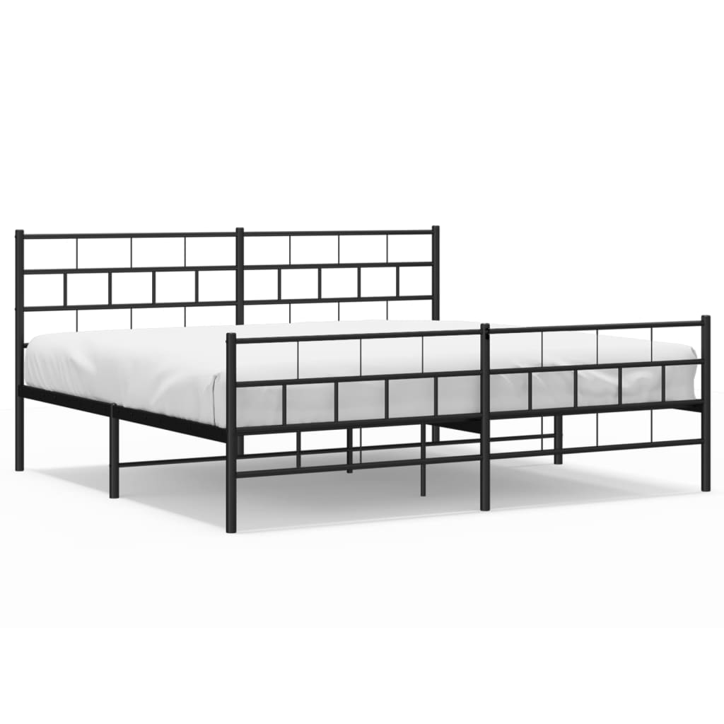 vidaXL Metal Bed Frame without Mattress with Footboard Black 180x200cm