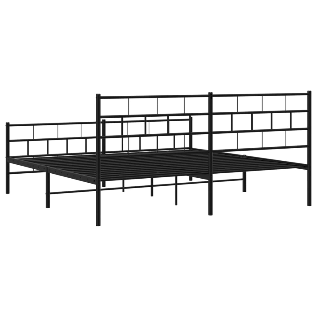 vidaXL Metal Bed Frame without Mattress with Footboard Black 180x200cm