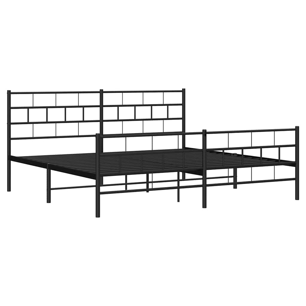Metal Bed Frame without Mattress with Footboard Black 183x213cm