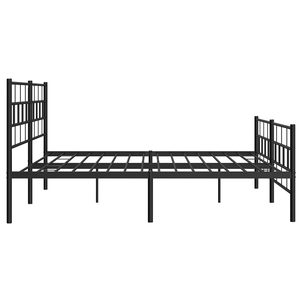 Metal Bed Frame without Mattress with Footboard Black 183x213cm