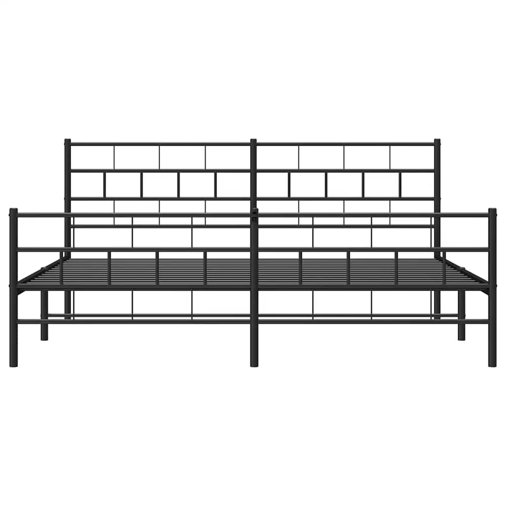 Metal Bed Frame without Mattress with Footboard Black 193x203cm