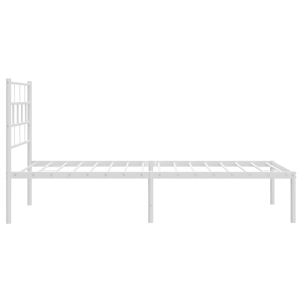 Metal Bed Frame without Mattress with Headboard White 100x190cm