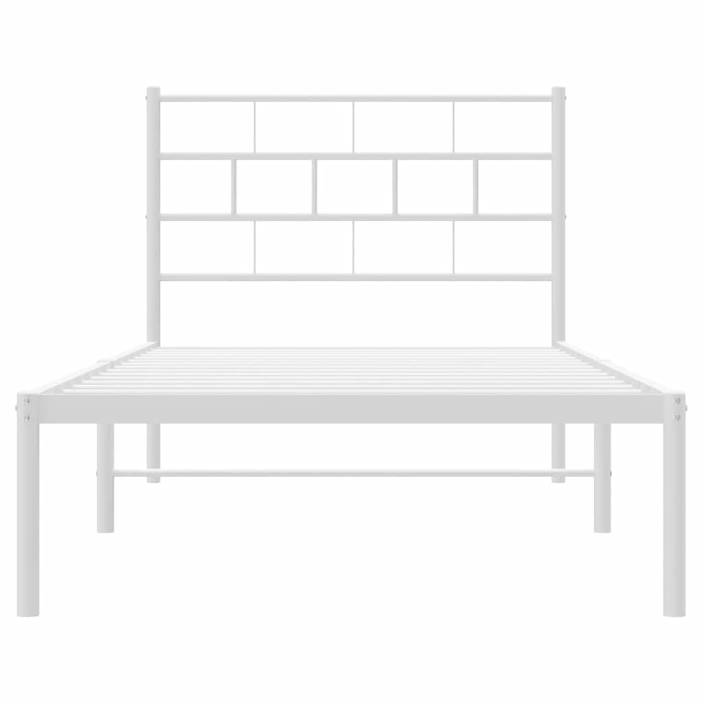Metal Bed Frame without Mattress with Headboard White 100x200cm