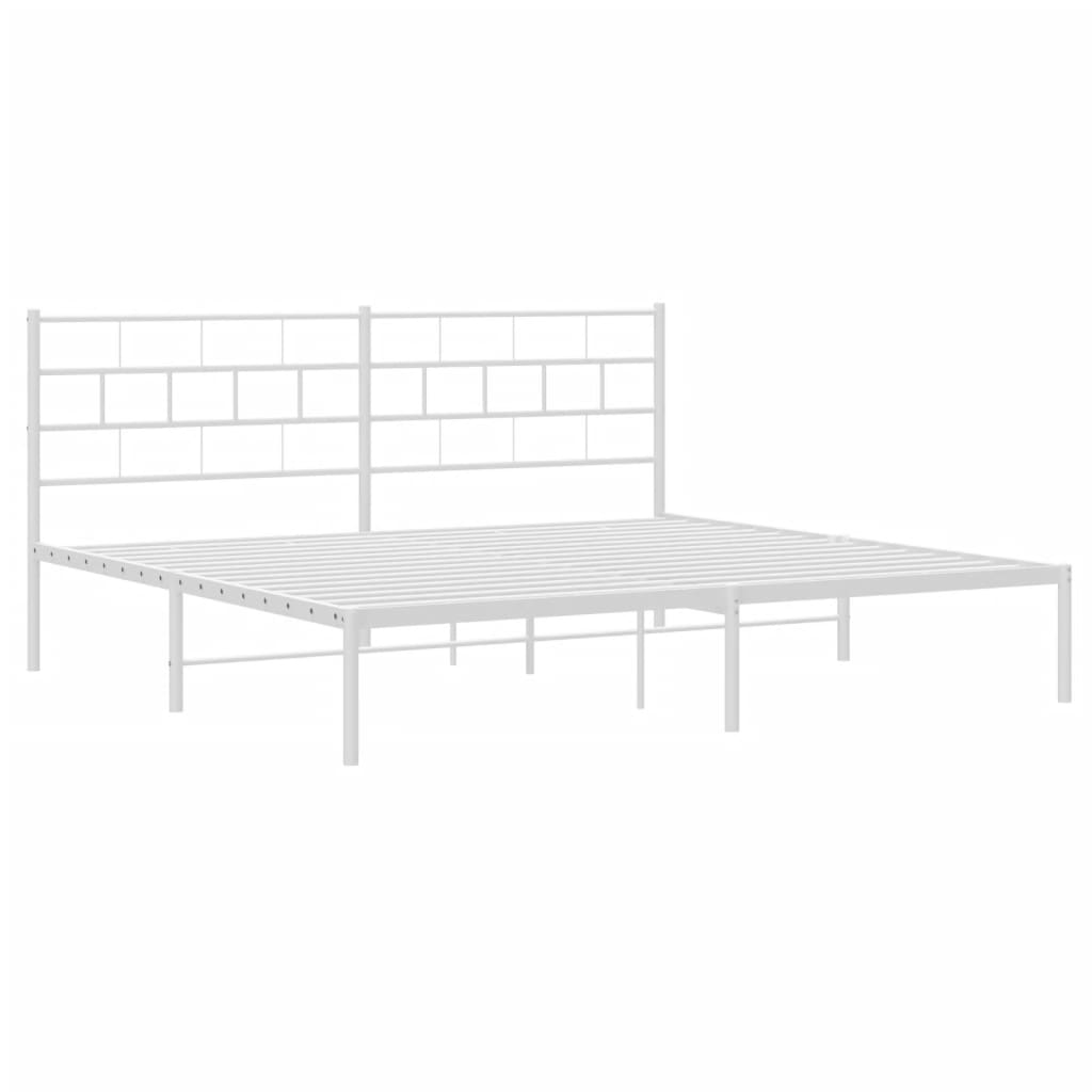 Metal Bed Frame without Mattress with Headboard White 180x200cm