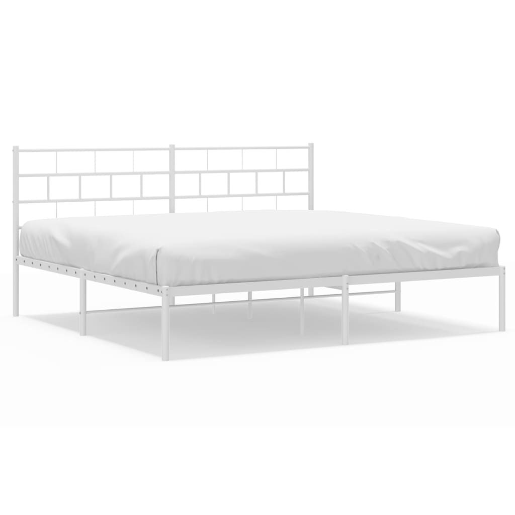 vidaXL Metal Bed Frame without Mattress with Headboard White 193x203cm