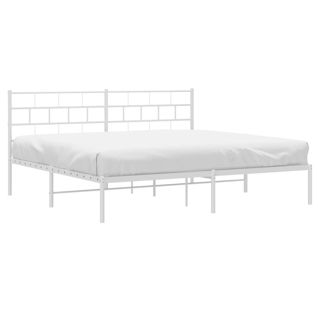 vidaXL Metal Bed Frame without Mattress with Headboard White 193x203cm