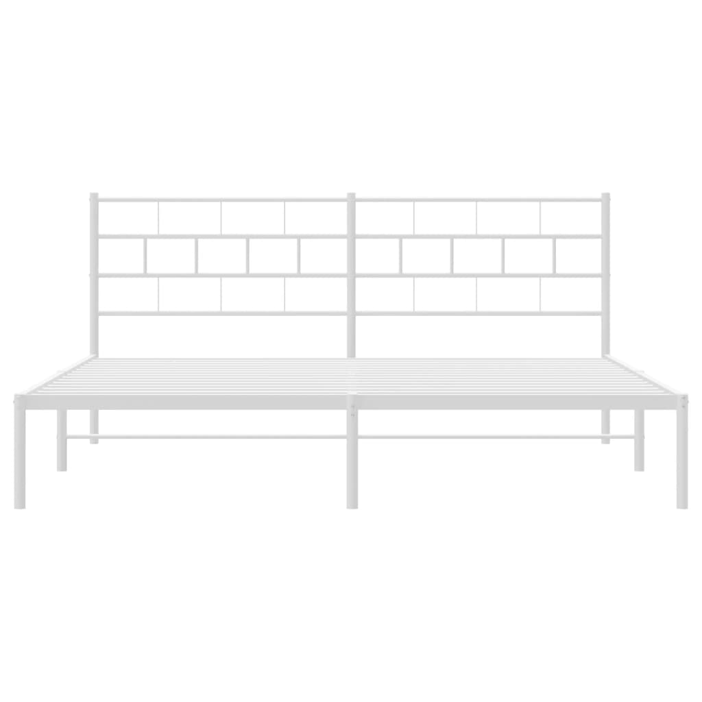 vidaXL Metal Bed Frame without Mattress with Headboard White 193x203cm