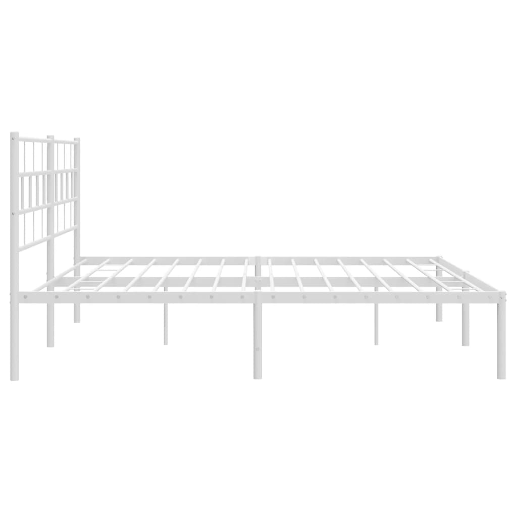 vidaXL Metal Bed Frame without Mattress with Headboard White 193x203cm