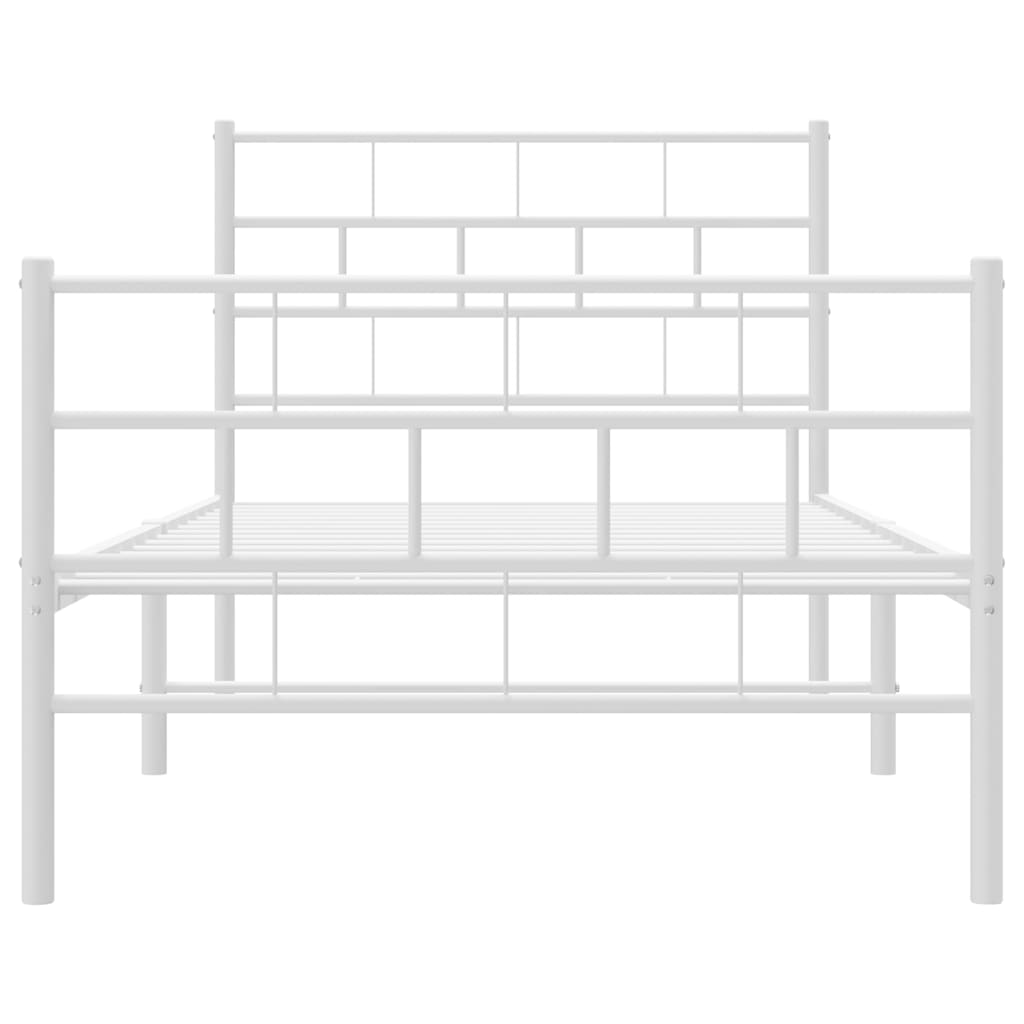 vidaXL Metal Bed Frame without Mattress with Footboard White 90x190cm