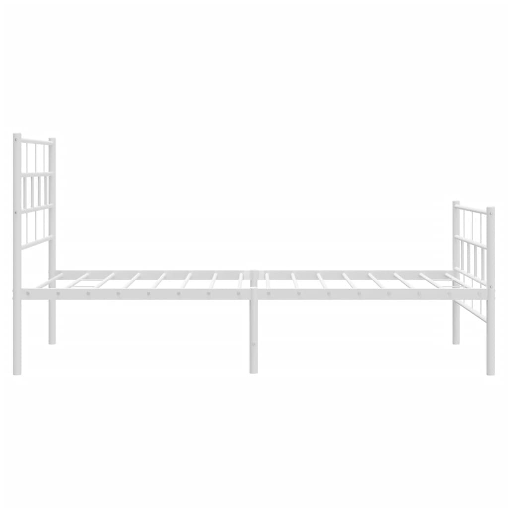 vidaXL Metal Bed Frame without Mattress with Footboard White 90x190cm