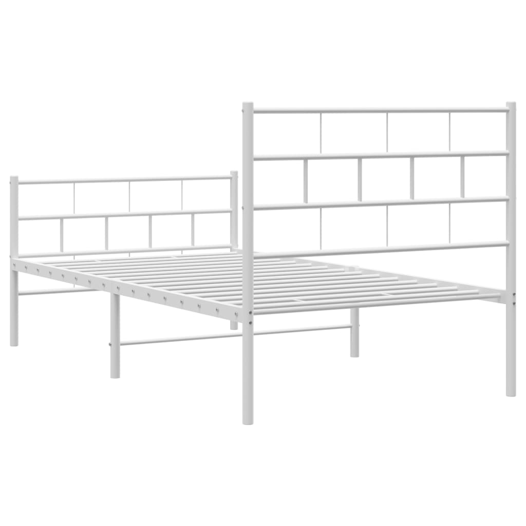 vidaXL Metal Bed Frame without Mattress with Footboard White 90x190cm