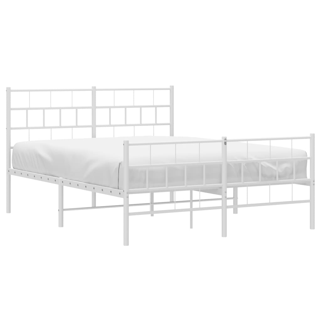 Metal Bed Frame without Mattress with Footboard White 120x200cm