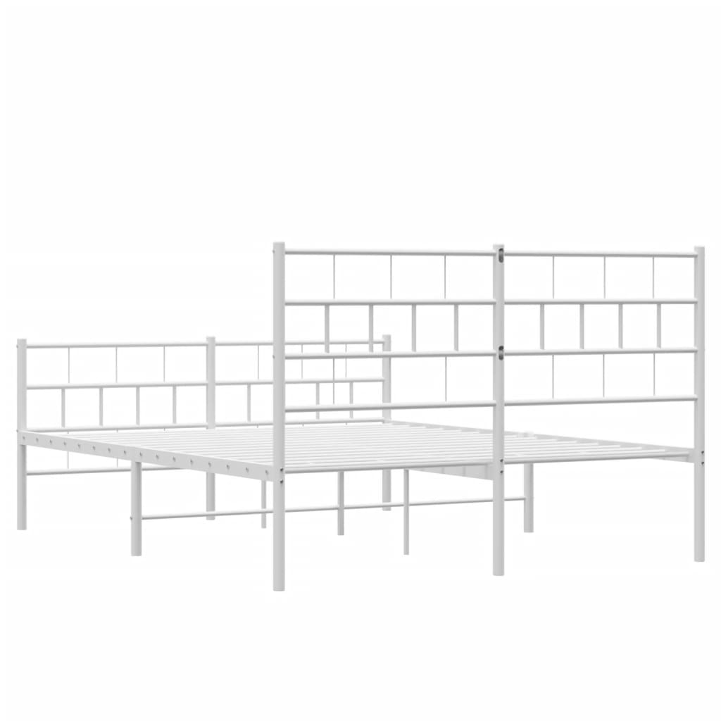 Metal Bed Frame without Mattress with Footboard White 140x190cm