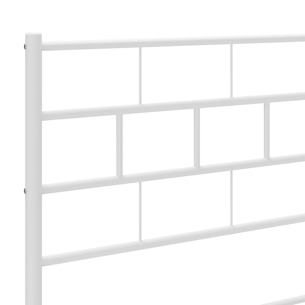 Metal Bed Frame without Mattress with Footboard White 140x200cm