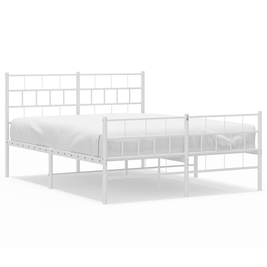 Metal Bed Frame without Mattress with Footboard White 160x200cm