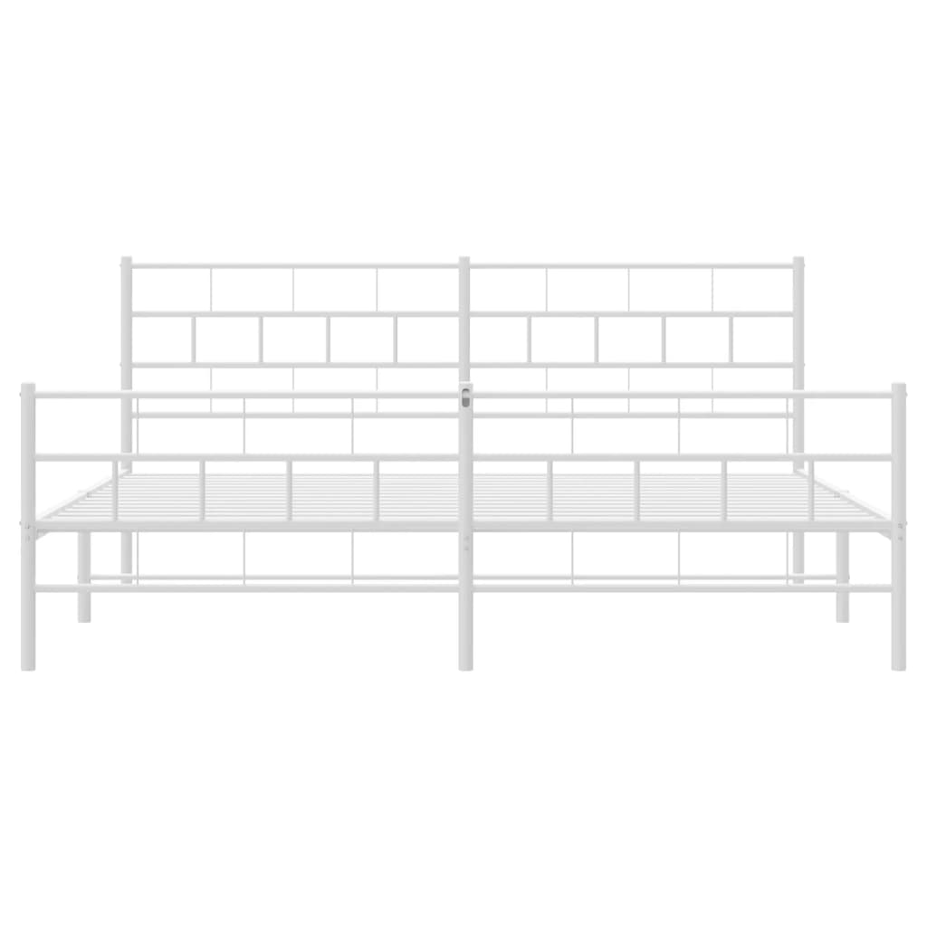 vidaXL Metal Bed Frame without Mattress with Footboard White 193x203cm