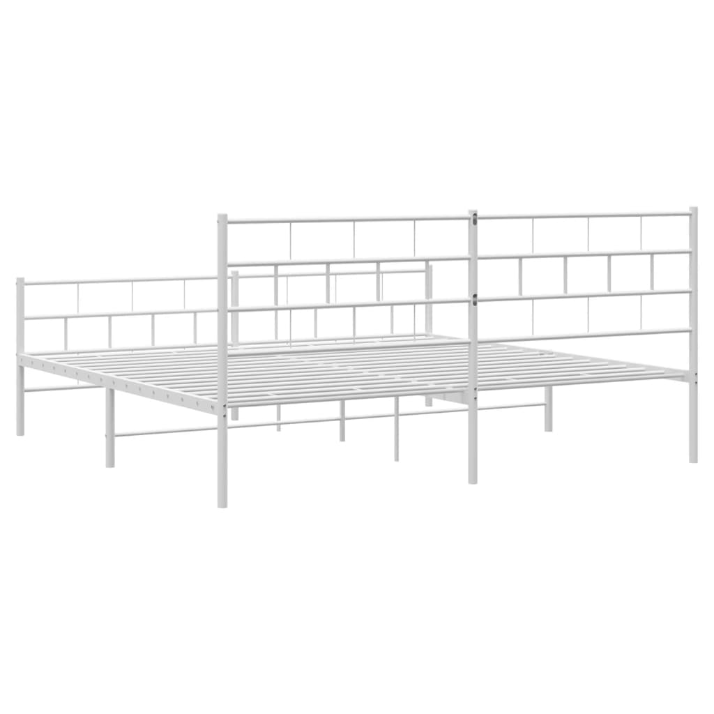 vidaXL Metal Bed Frame without Mattress with Footboard White 193x203cm