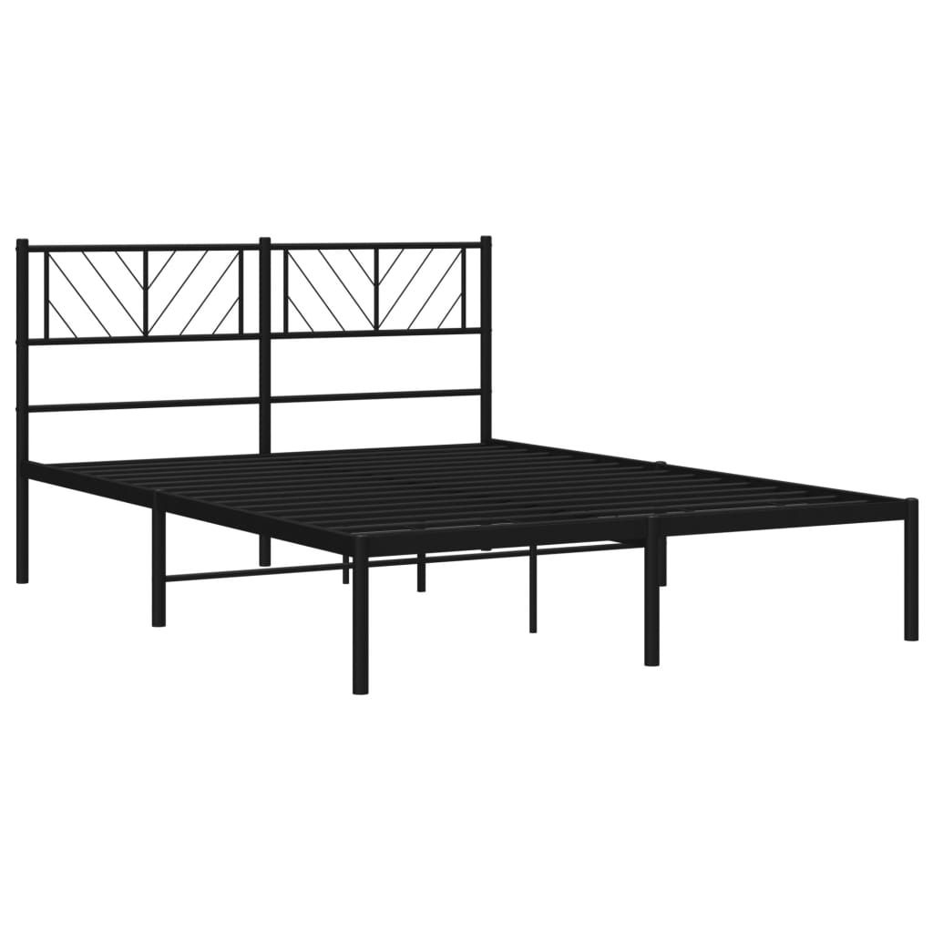 Metal Bed Frame without Mattress with Headboard Black 140x200cm