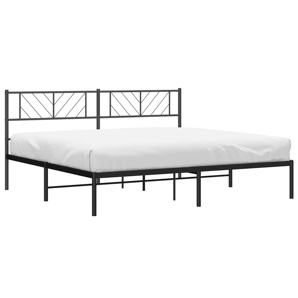 Metal Bed Frame without Mattress with Headboard Black 183x213cm