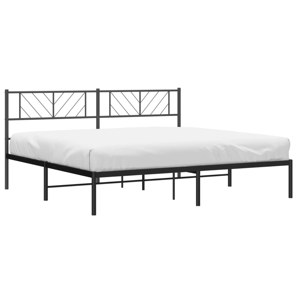 Metal Bed Frame without Mattress with Headboard Black 200x200cm