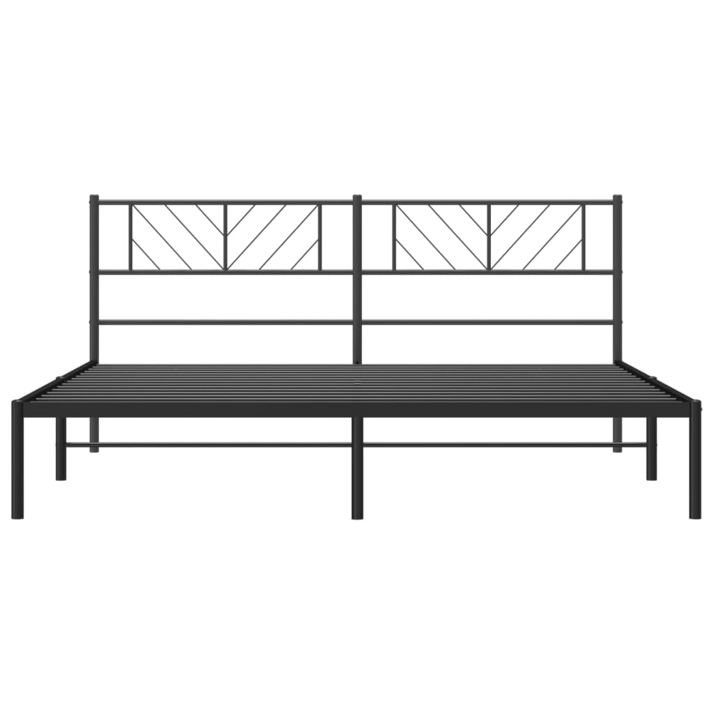 Metal Bed Frame without Mattress with Headboard Black 200x200cm