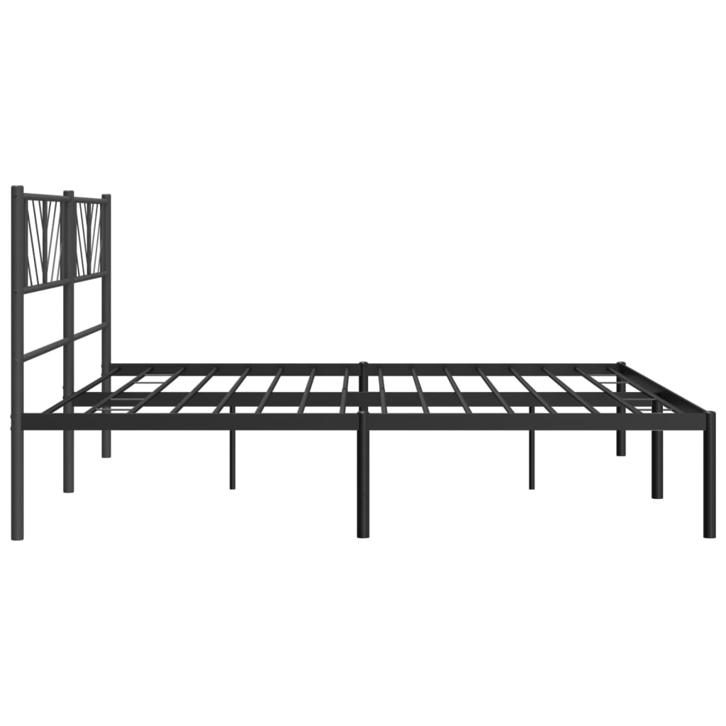 Metal Bed Frame without Mattress with Headboard Black 200x200cm