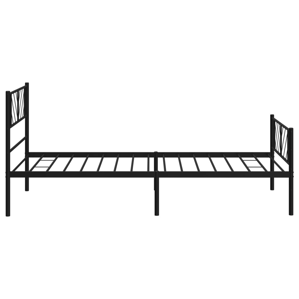Metal Bed Frame without Mattress with Footboard Black 75x190cm