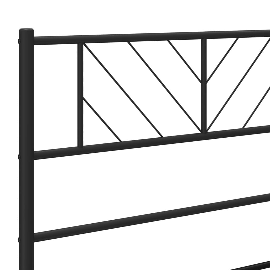 Metal Bed Frame without Mattress with Footboard Black 75x190cm