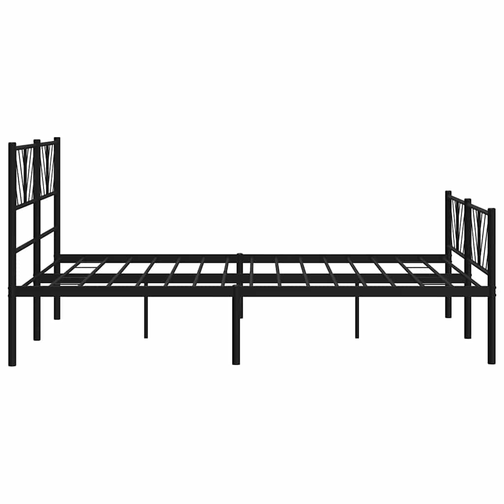 Metal Bed Frame without Mattress with Footboard Black 135x190cm