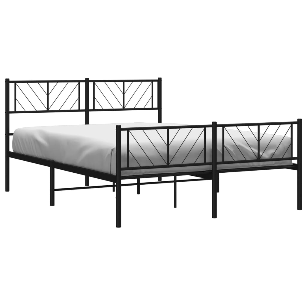 Metal Bed Frame without Mattress with Footboard Black 140x200cm