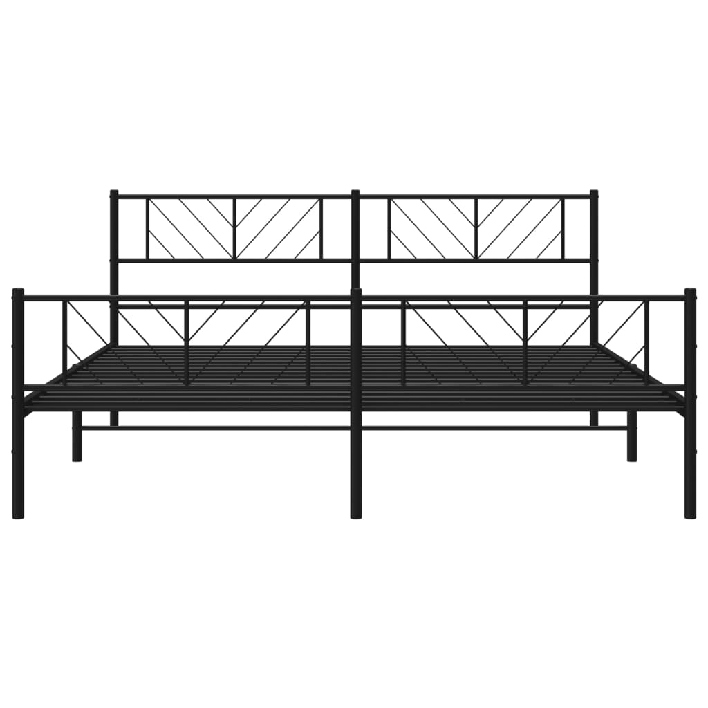Metal Bed Frame without Mattress with Footboard Black 180x200cm