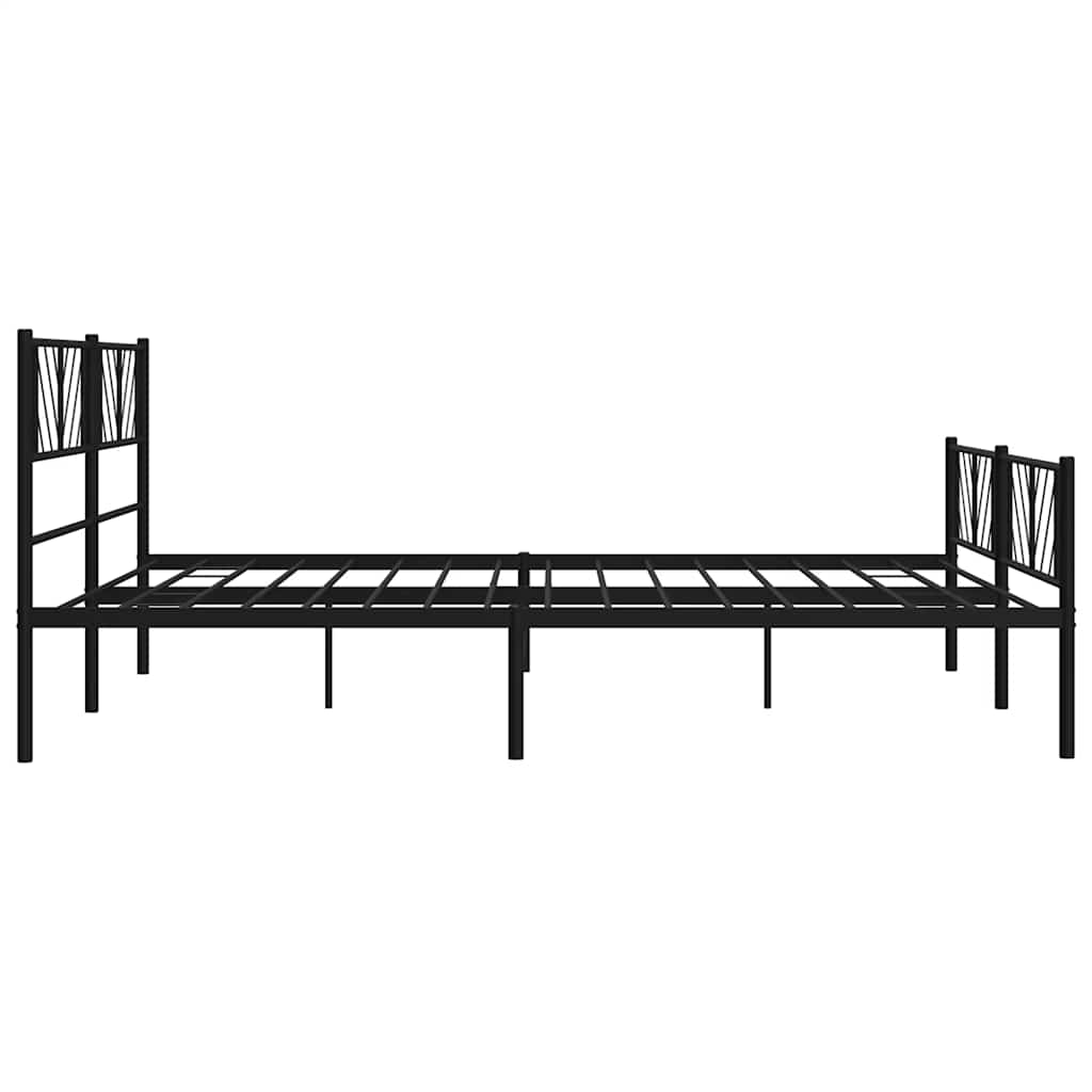 Metal Bed Frame without Mattress with Footboard Black 180x200cm