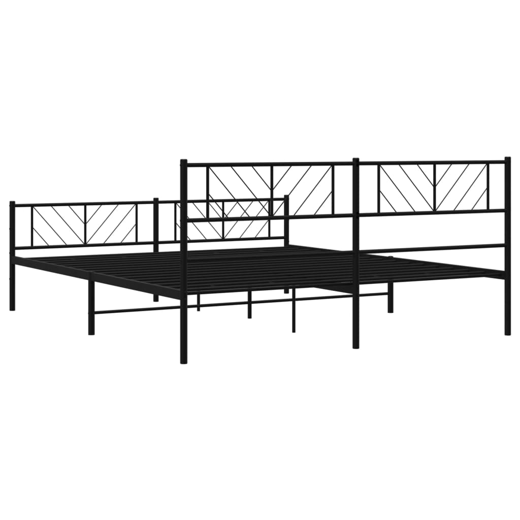 Metal Bed Frame without Mattress with Footboard Black 180x200cm