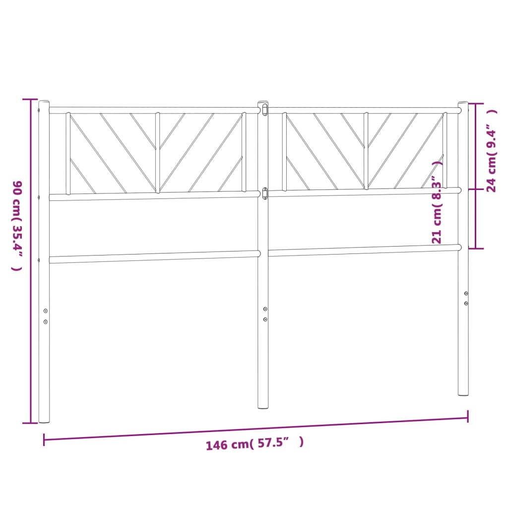 vidaXL Metal Headboard Black 140 cm