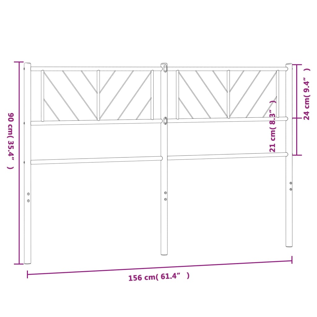 vidaXL Metal Headboard Black 150 cm