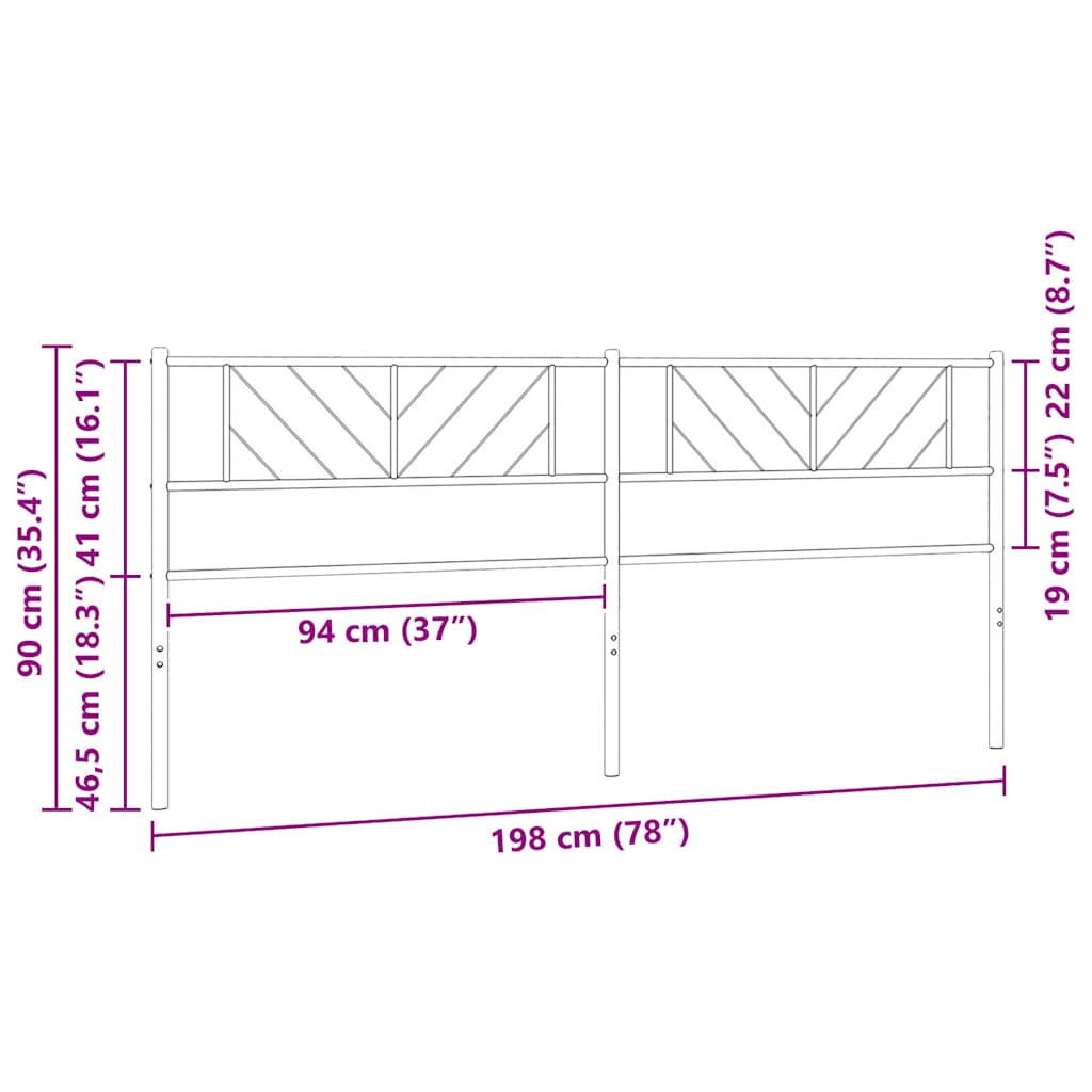 Metal Replace Headboard Black 193 cm