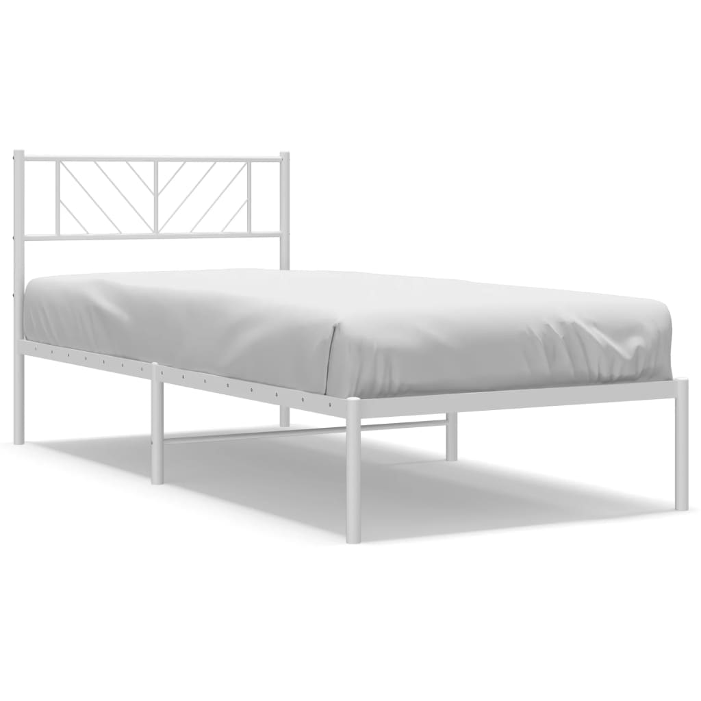 vidaXL Metal Bed Frame without Mattress with Headboard White 90x190cm