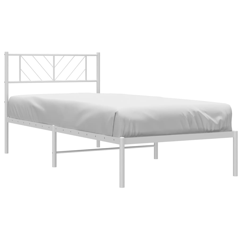 vidaXL Metal Bed Frame without Mattress with Headboard White 90x190cm