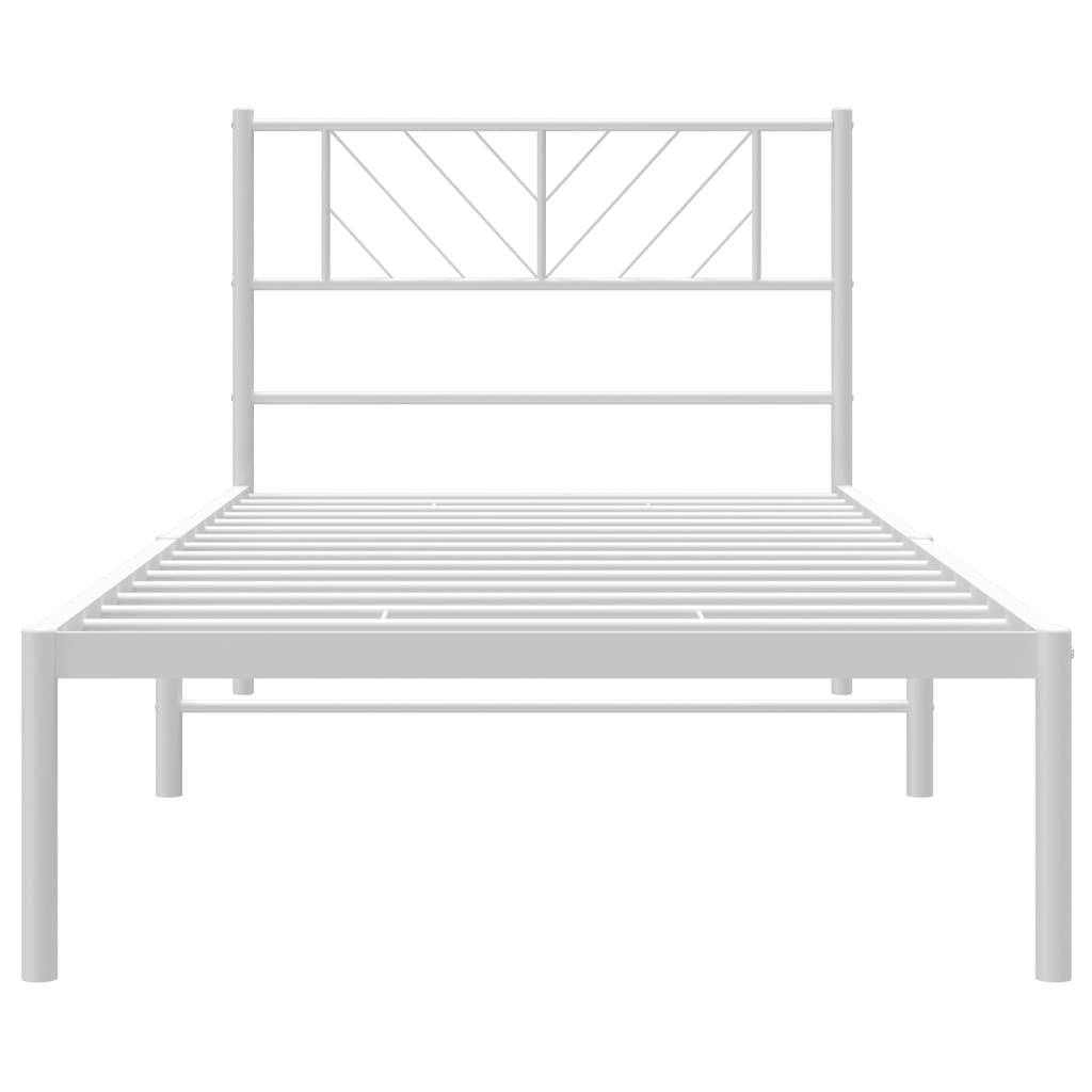 vidaXL Metal Bed Frame without Mattress with Headboard White 90x190cm