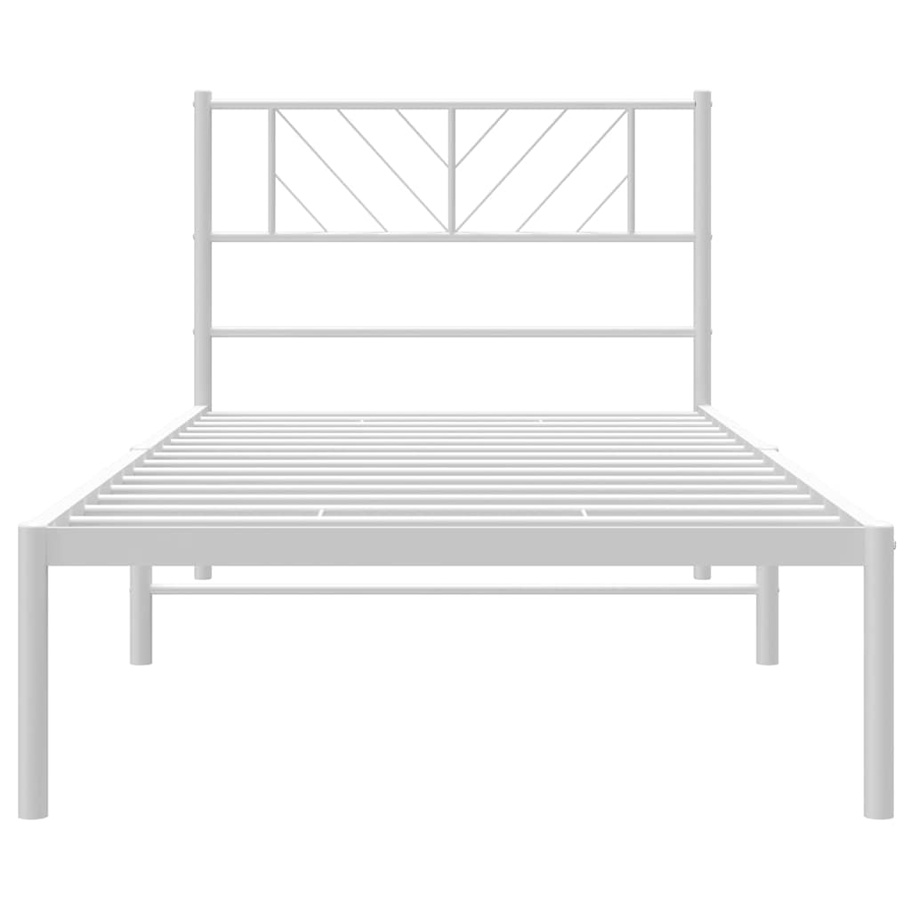 Metal Bed Frame without Mattress with Headboard White 100x190cm