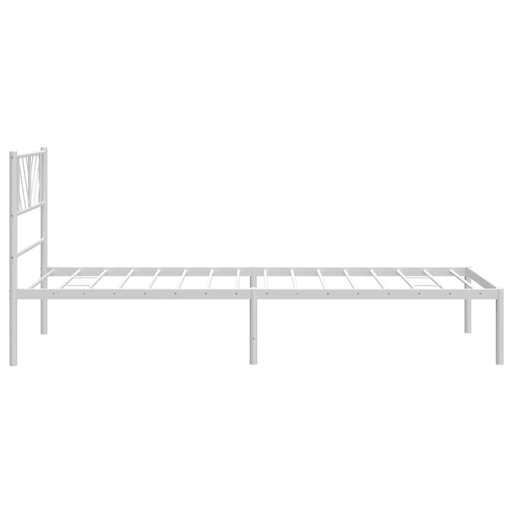 Metal Bed Frame without Mattress with Headboard White 100x190cm