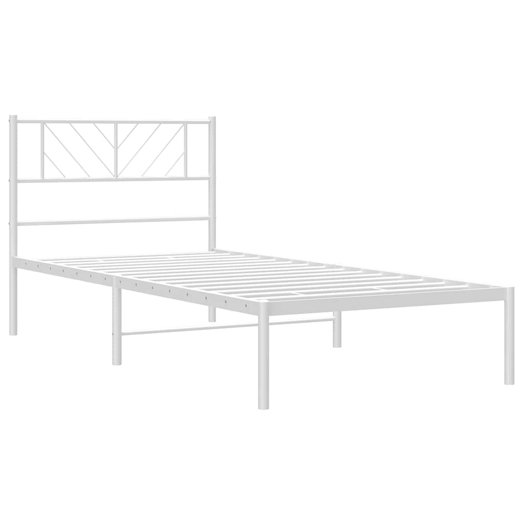 Metal Bed Frame without Mattress with Headboard White 100x200cm
