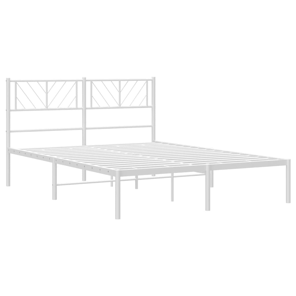 Metal Bed Frame without Mattress with Headboard White 120x200cm