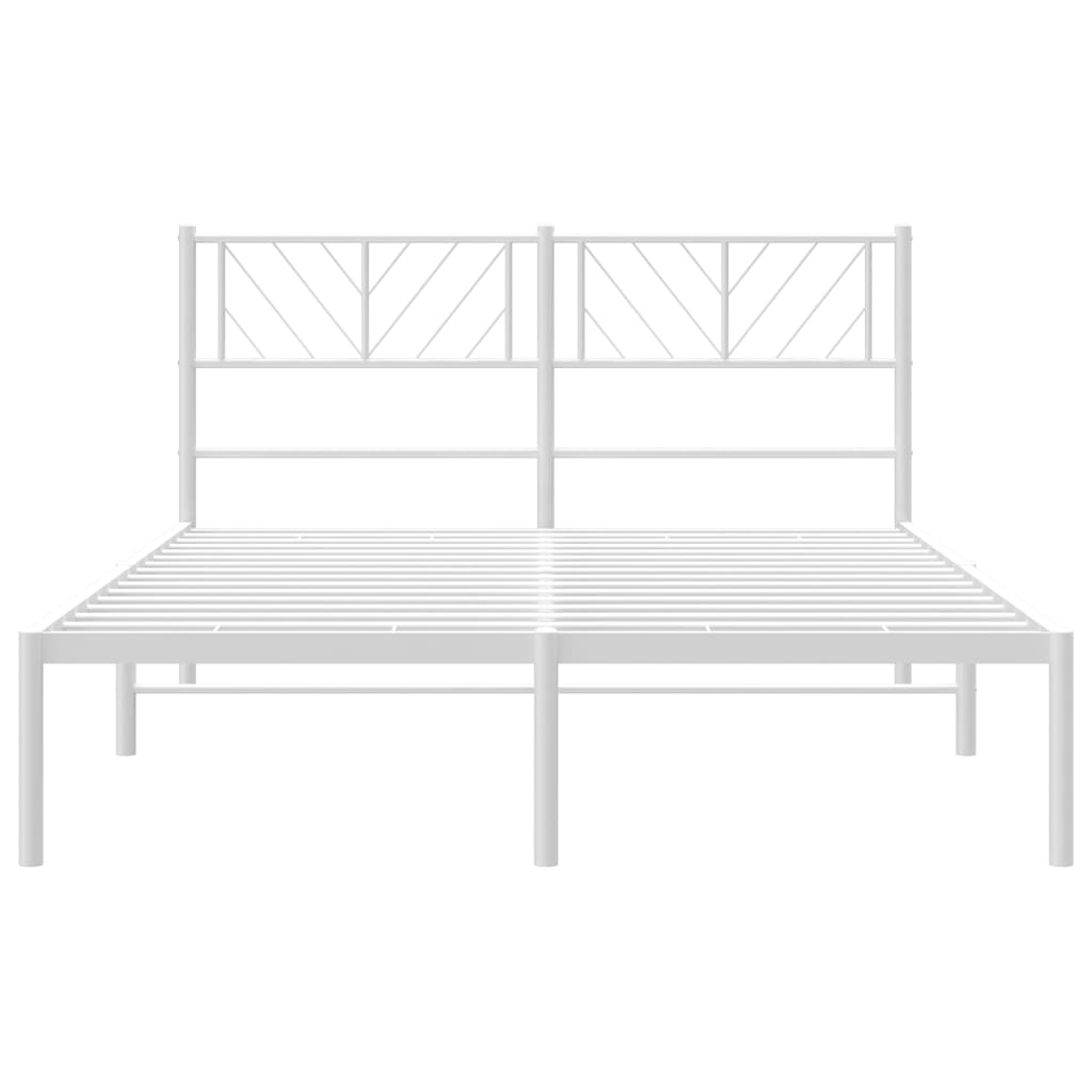Metal Bed Frame without Mattress with Headboard White 120x200cm